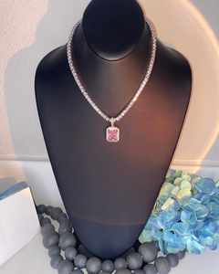 Pink Gemstone Tennis Necklace